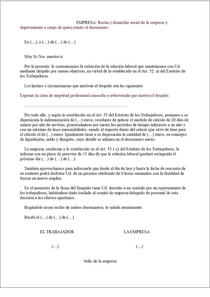 Despido Objetivo Por Ineptitud Sobrevenida O Falta De Adaptaci N Agenda